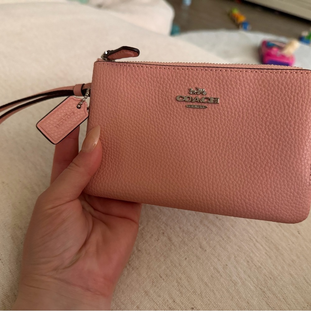 Coach Pink Leather Wristlet Pouch